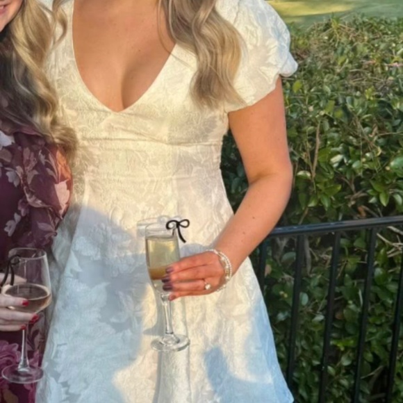 JACQUARD MINI DRESS with Puff Sleeves - Picture 5 of 7